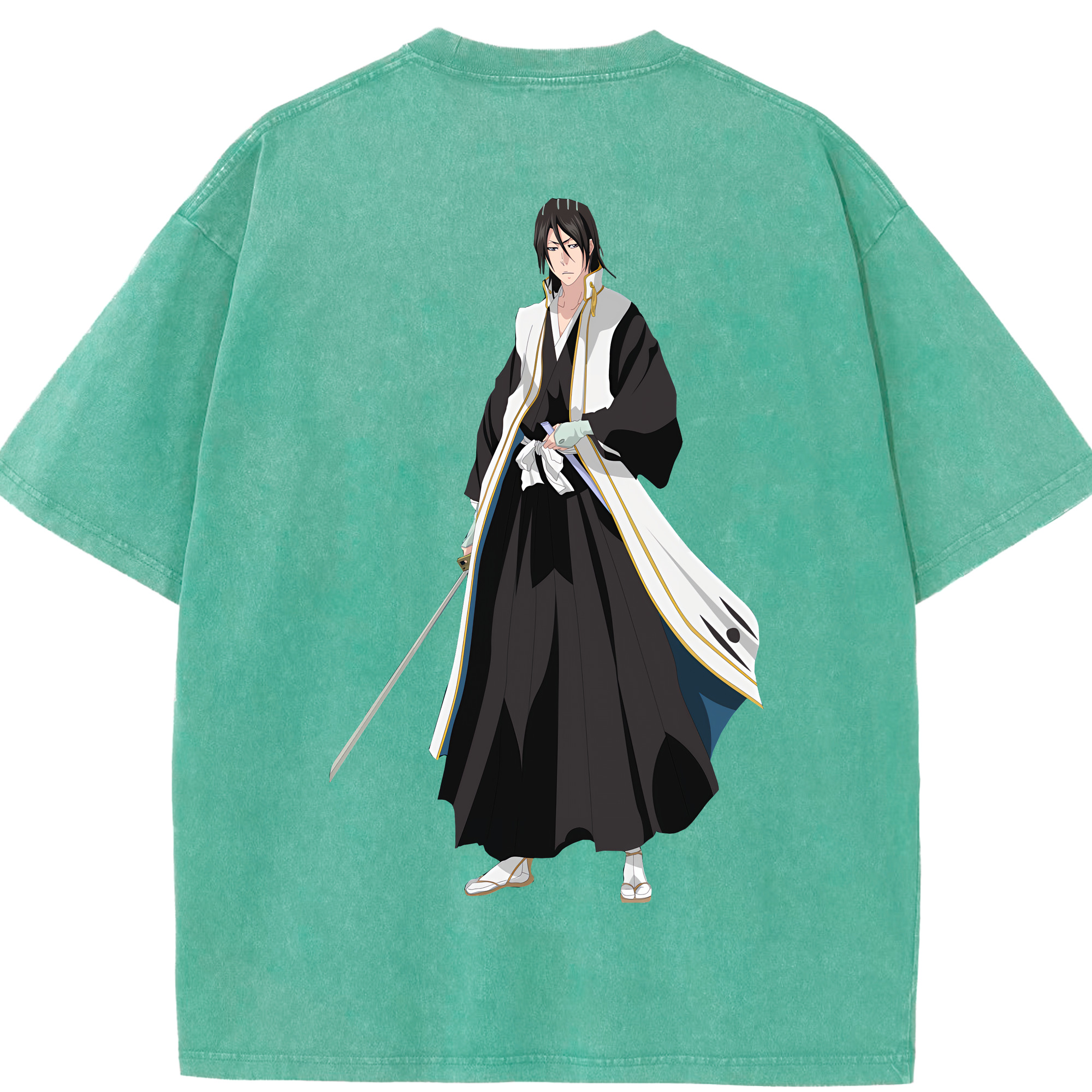 （画像用） ブリーチ くちき びゃくや BLEACH Kuchiki Byakuya 綿100% ヴィンテージ風 半袖Tシャツ（背面プリント）